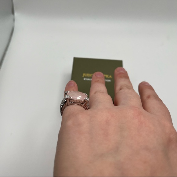Judith Ripka Sterling Diamonique Rose Quartz Doublet Ring Size 5 - Picture 9 of 10